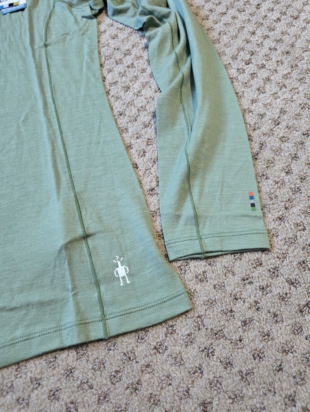 Smartwool All Season Green Tea Merino 1/4 Zip Baselayer - Picture 3 of 7